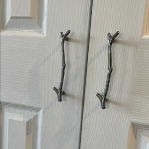 Antique Silver Branch 4 cabinet knob pulls